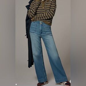 NWT Aeropostale Blue Avery Cotton Wide-Leg Jeans 3/4R